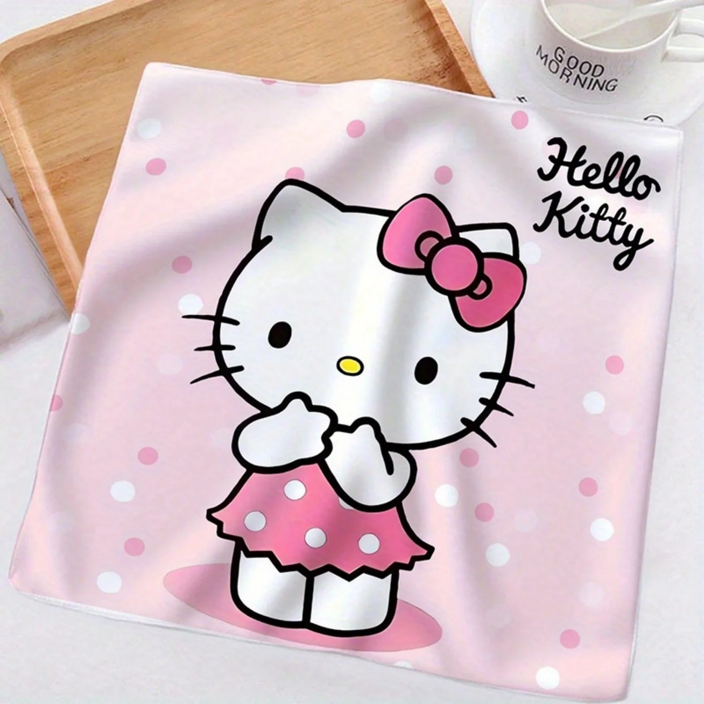 1 Mehrzweck-Handtuch mit Sanrio Hello Kitty-Motiv, fusselfrei, großes Strandtuch, kleines Küchentuch So ist Leben