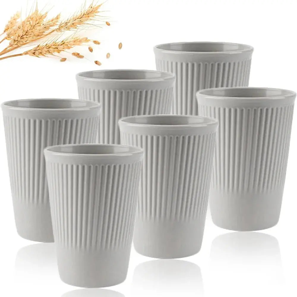 Eco-Friendly Wheat Straw 6Pcs/Set Unbreakable Multi-Purpose Drinking Cups Biodegradable Round Toothbrush Cup BPA-Free - So ist Leben