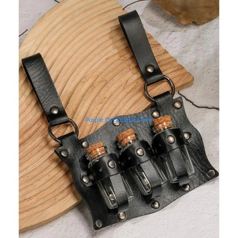 L21E Alchemist Belt Steampunk Kostüm PU Ledertrankträger Magics Flügelhalte So ist Leben
