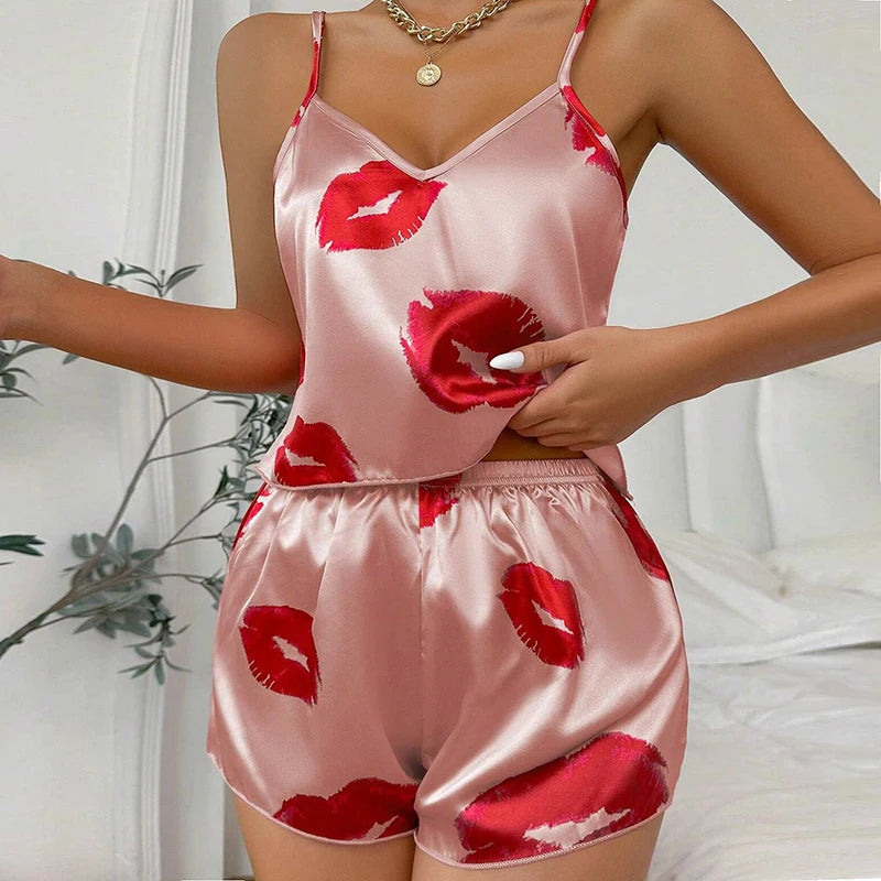 Damen Satin Seide Spitze Cami Weste Shorts Dessous Pyjamas Set Sommer Frauen Pyjamas Sets Zwei Stück Set Pijama Für Frau So ist Leben