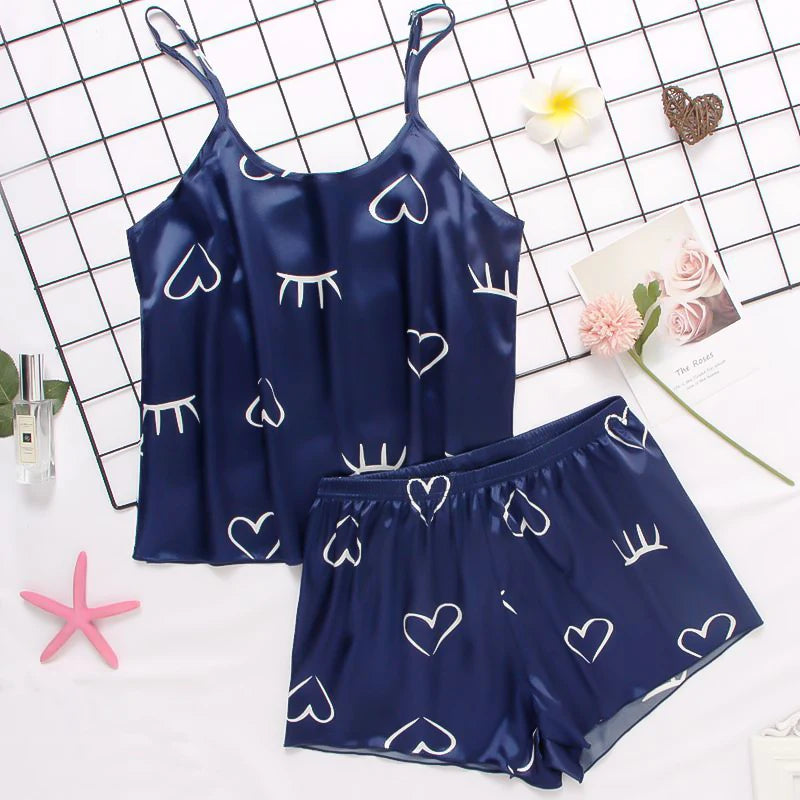 Damen Satin Seide Spitze Cami Weste Shorts Dessous Pyjamas Set Sommer Frauen Pyjamas Sets Zwei Stück Set Pijama Für Frau So ist Leben