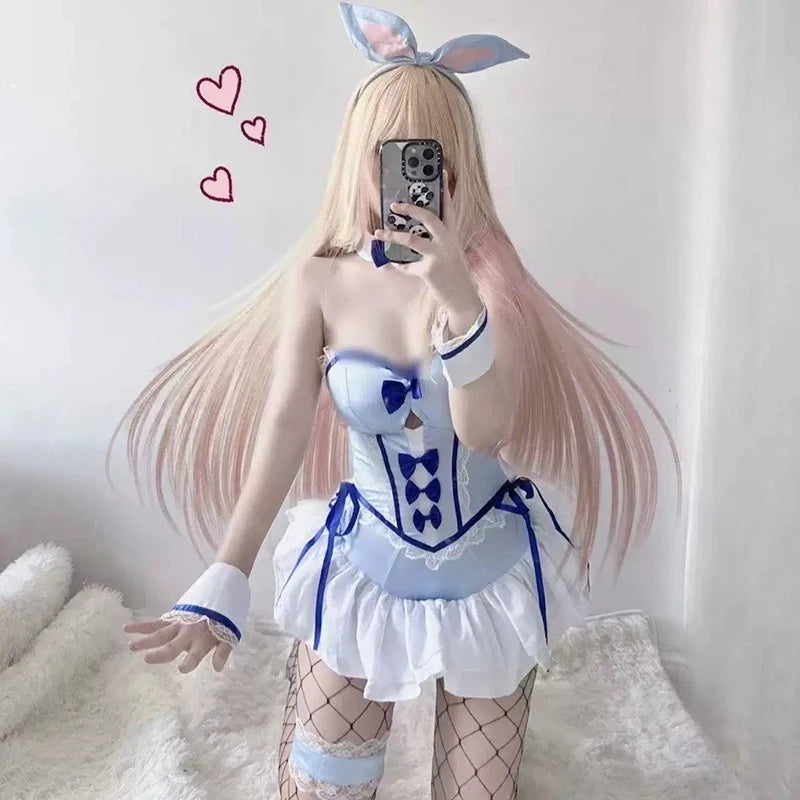 Anime My Dress Up Darling Kitagawa Marin Cosplay Kostüm Mädchen Blaues Kleid Nette Sexy Bunny Mädchen Uniform Halloween Kleidung Outfit So ist Leben