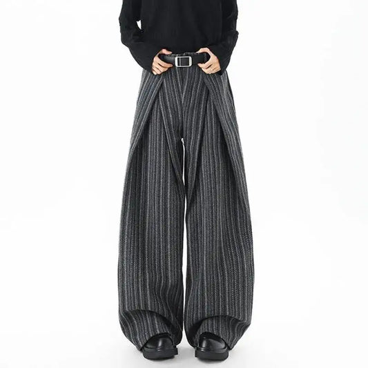 IEFB Nische Design männer Casual Hosen Gestreiften Kontrast Farbe Woolen Plissee Lose Gerade Breite Bein Casual Männliche Hosen 9X1633 So ist Leben