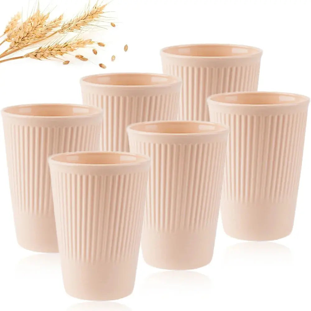 Eco-Friendly Wheat Straw 6Pcs/Set Unbreakable Multi-Purpose Drinking Cups Biodegradable Round Toothbrush Cup BPA-Free - So ist Leben