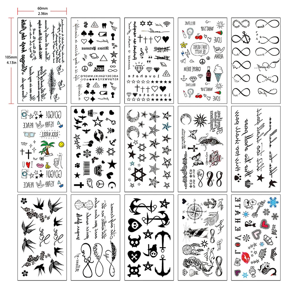 Wasserdichter temporärer gefälschter Flash-Tattoo-Aufkleber, englischer Buchstabe, Stern, Mond, Anker, Fliegenvogel, für Mann, Kinder, Mädchen, Frauen, Finger, Körperkunst So ist Leben