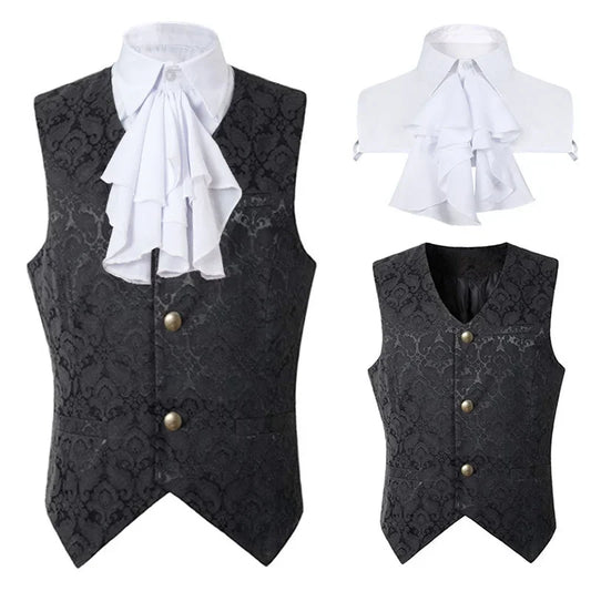 2024 Weste Herren Renaissance Steampunk Mantel Gothic Jacquard Weste Einreiher Business Formelle Kleidung Weste für Anzug So ist Leben