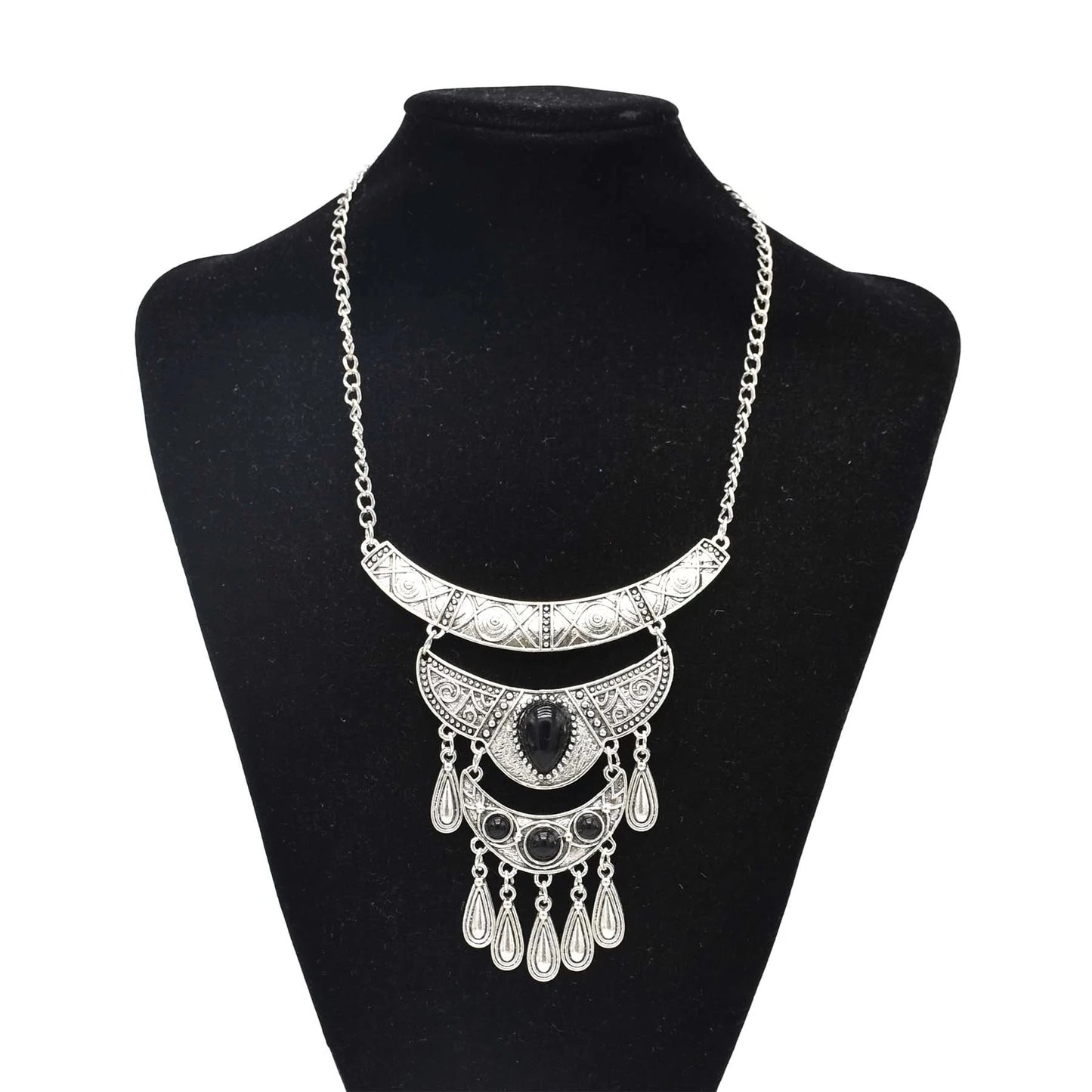 Türkei Bohemian Schwarz Blau Stein Ethnische Münze Quaste Halskette Türkische Gypsy Boho Strand Halsband Lätzchen Indien Halskette für Frauen Party So ist Leben