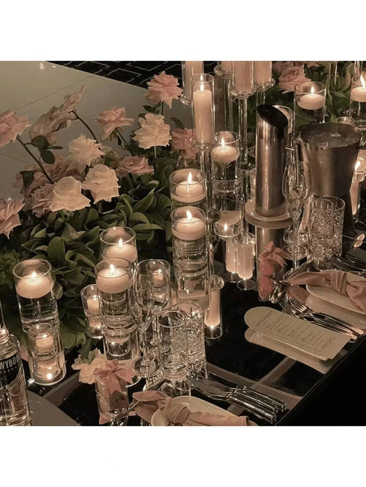 Klarer Zylinder-Kerzenhalter aus Glas, Säule, hohes Borosilikatglas, Kerzenhalter, Vase, Hochzeit, Party, Dekoration (Kerzen nicht im Lieferumfang enthalten) So ist Leben