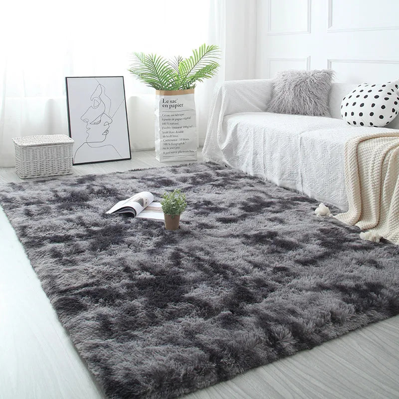 Weißer flauschiger Flurteppich Modernes Wohnzimmer - So ist Leben