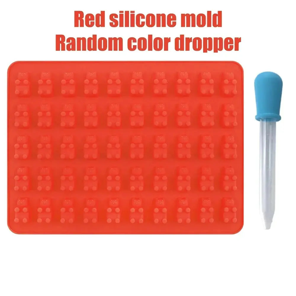50 Gitter Gummibärchen Silikon form niedlichen Bären gelee Formen Süßigkeiten Schokolade Fondant Tabletts mit Tropfer DIY Back dekoration Werkzeuge - So ist Leben