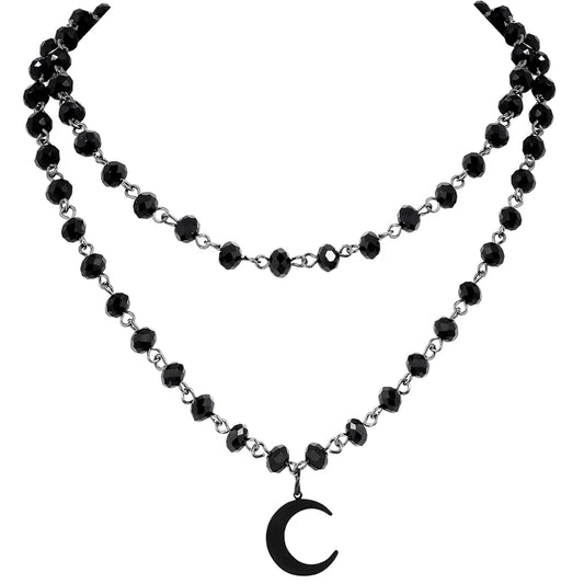 Gothic Layered Black Crescent Moon Choker, Black Moon Halsketten für Frauen Halskette, Goth Schmuck, Weihnachtsgeburtstagsgeschenke So ist Leben