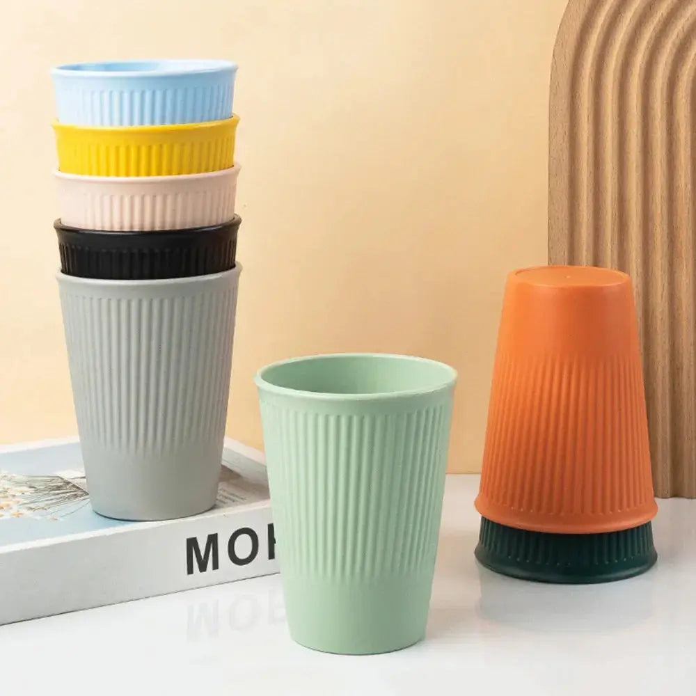 Eco-Friendly Wheat Straw 6Pcs/Set Unbreakable Multi-Purpose Drinking Cups Biodegradable Round Toothbrush Cup BPA-Free - So ist Leben