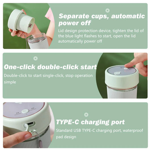 Tragbarer kabelloser Mixer – Wiederaufladbarer Smoothie Becher mit automatischer Reinigung und sicherem Design So ist Leben