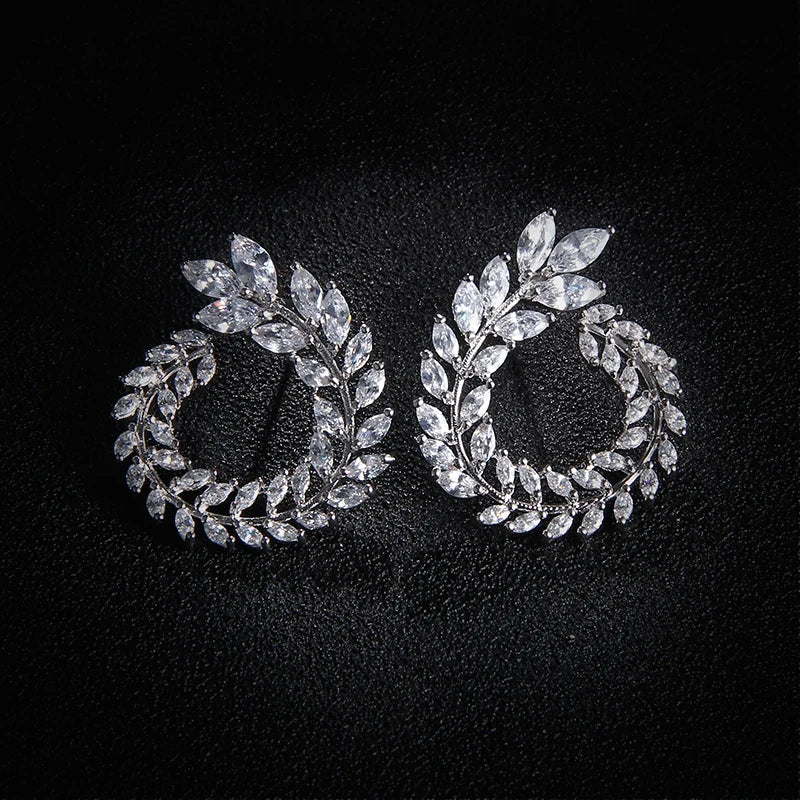 Zwei Größe Neue Design Luxus AAA Zirkon Olivenzweig Ohrringe und Anhänger Schmuck Sets Für Mode Frauen Hochzeit Schmuck Set AS128 So ist Leben
