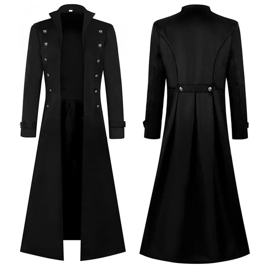 S-5XL Plus Größe Männer Gothic Graben Mittelalterlichen Steampunk Retro Stil Lange Jacken Zweireiher Solide männer Vintage Lange Jacken So ist Leben