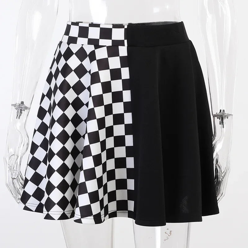Patchwork Goth Plaid sexy Minirock Frauen Harajuku Mode Falten rock Punk ästhetische Sommer hohe Taille Rock 2021 So ist Leben