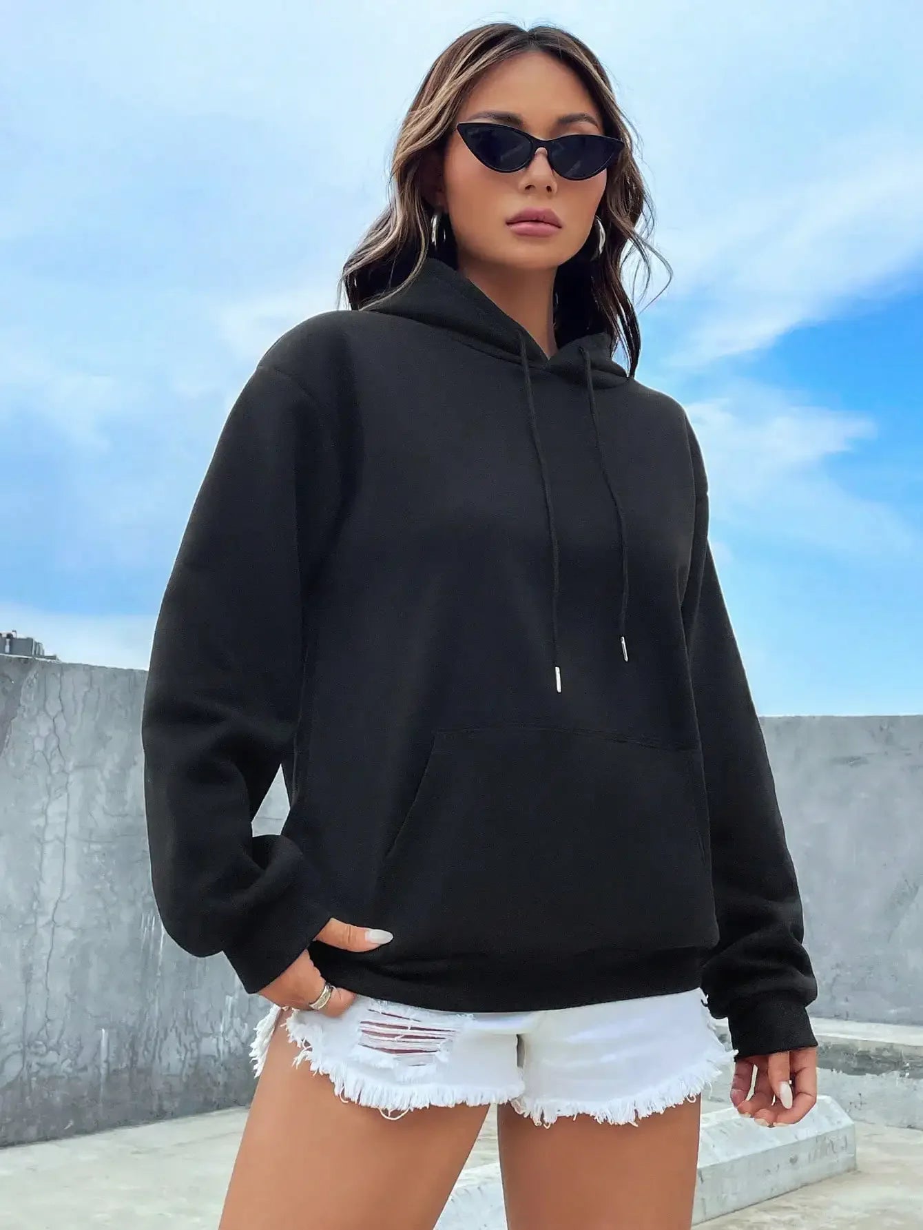 Lässiger kreativer Fleecepullover für Damen, Sweatshirt, Kapuzenpullover - So ist Leben