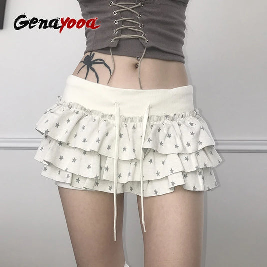 Genayooa Y2k Japanischen Rock Frauen Dot Mini A-linie Plissee Röcke Streetwear Koreanischen Stil Unregelmäßige Röcke E-mädchen Kurzen rock So ist Leben