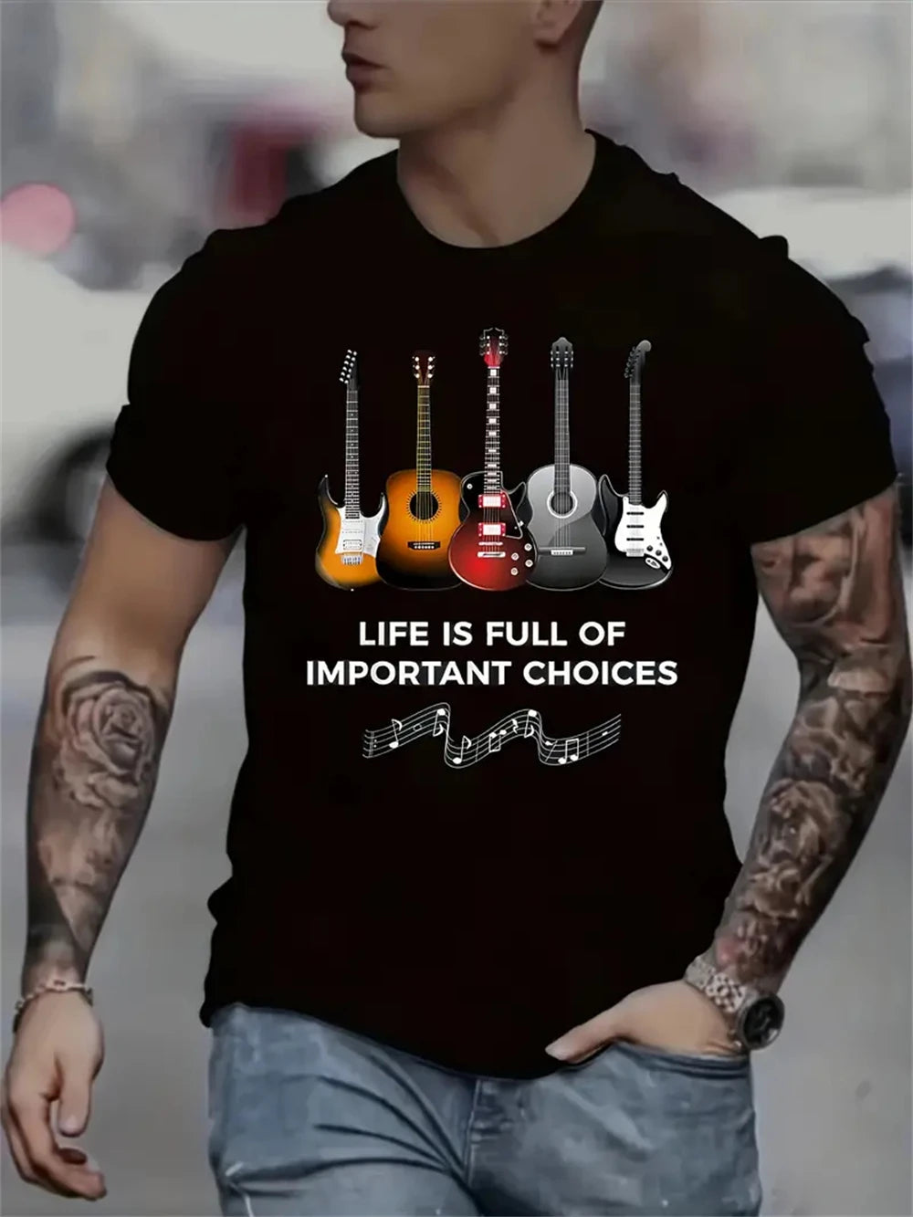 Lässiges T-Shirt aus weichem Stoff mit klassischem Auto-Grafikdruck - So ist Leben