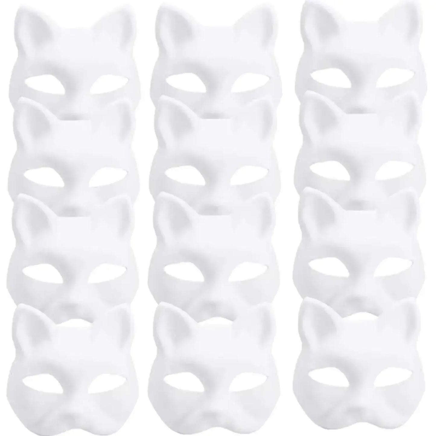 5PCS Therian Masken Weiße Katze Masken Blank DIY Halloween Maske Tier Halbe Gesichtsmasken Maskerade Cosplay Party - So ist Leben