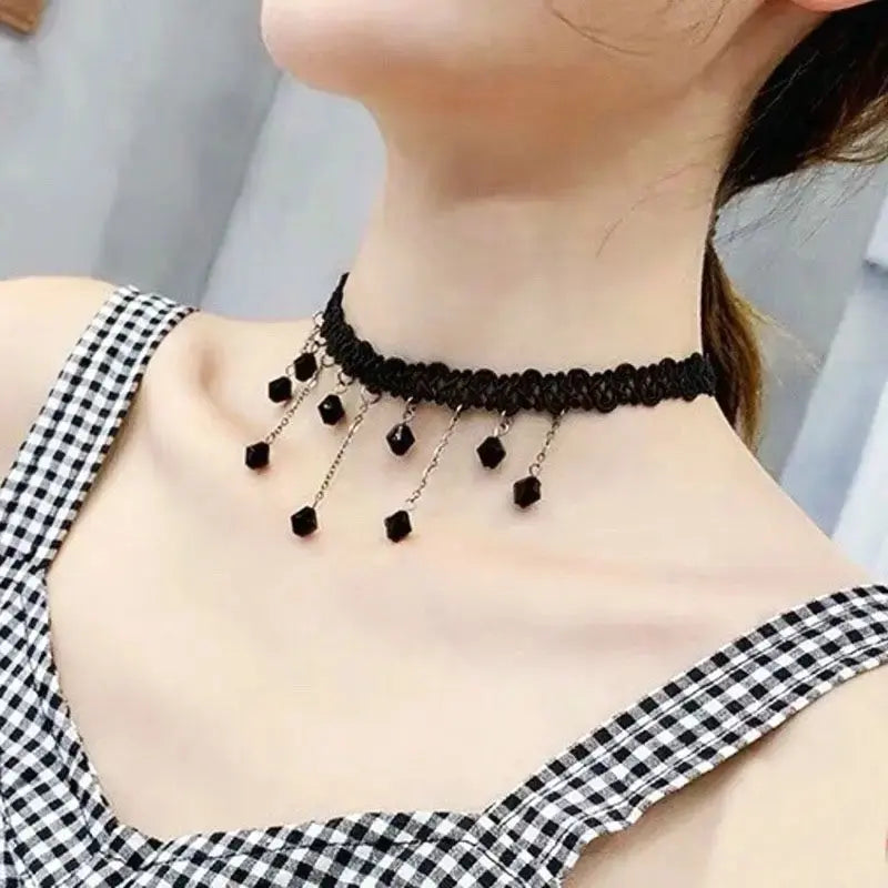 Anhänger weiße Spitzenkragen-Halskette für Frauen und Mädchen, dunkler Loli-Stil, Halloween-Schmuck - So ist Leben