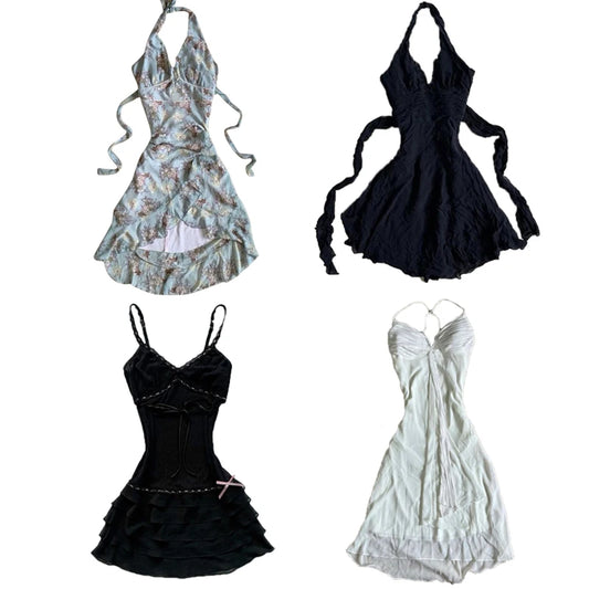 Klassisches Y2K-Kleid Ästhetik Grafikdruck Hip Hop Lässiger A-Linien-Rock Punk Einzigartiger Hosenträgerrock Rock Goth Streetwear Retro-Kleid So ist Leben