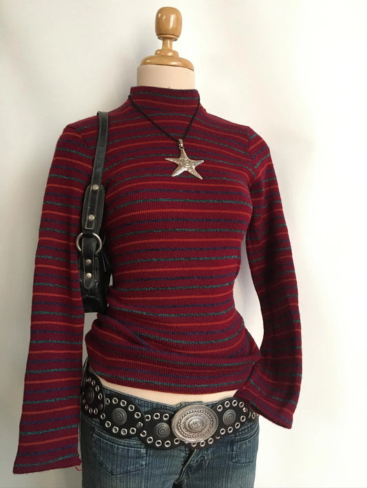 Spicy Girls Stripe Harajuku Y2k Langarm Top Streetwear Rock Goth Chic Crop Top Hip Hop Chic Langarm Pullover Mode Punk So ist Leben