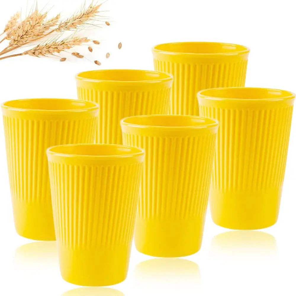 Eco-Friendly Wheat Straw 6Pcs/Set Unbreakable Multi-Purpose Drinking Cups Biodegradable Round Toothbrush Cup BPA-Free - So ist Leben