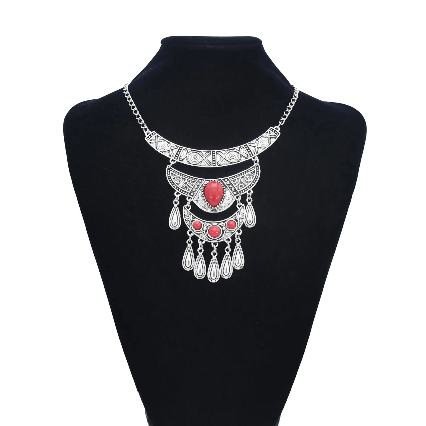 Türkei Bohemian Schwarz Blau Stein Ethnische Münze Quaste Halskette Türkische Gypsy Boho Strand Halsband Lätzchen Indien Halskette für Frauen Party So ist Leben