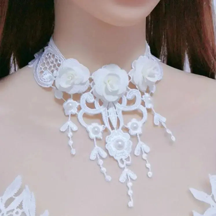 Anhänger weiße Spitzenkragen-Halskette für Frauen und Mädchen, dunkler Loli-Stil, Halloween-Schmuck - So ist Leben