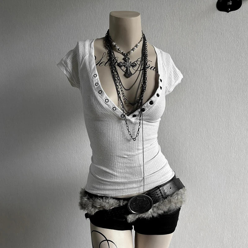Y2K Punk Crop Top für kreative Frauen - So ist Leben
