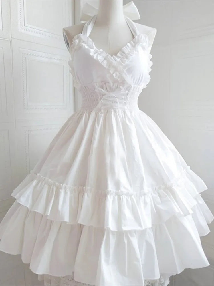 Sommer Klassische Elegante Hosenträger Kleid Lolita Solide Kawaii Lolita Retro Weiche Mädchen Tee Party JSK Hosenträger Kleid So ist Leben