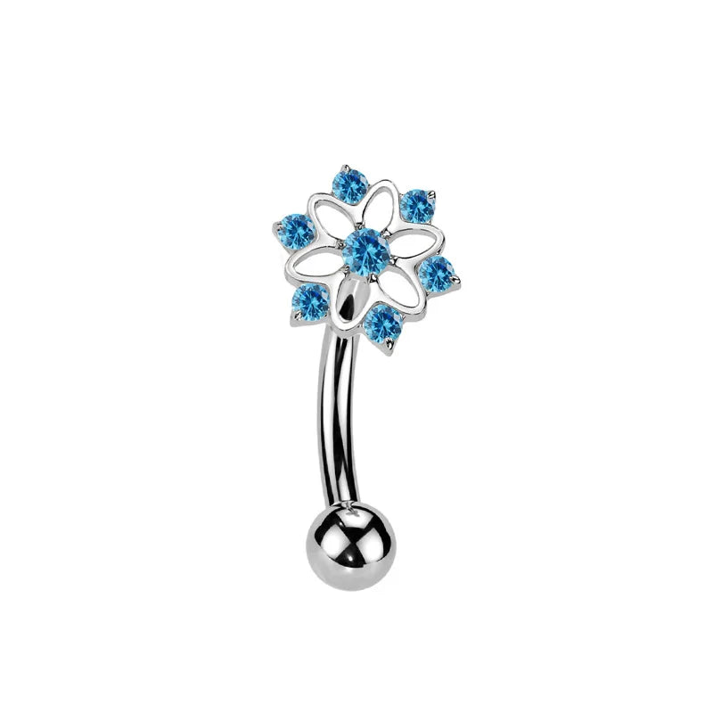 Großhandel ASTM F136 Titan Blumen Rook Piercing Sterne Augenbraue Intarsien CZ 16G Innengewinde Banane Gebogene Lippe Nabel Piercing So ist Leben