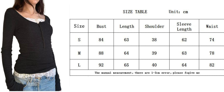 00er Jahre Retro Cottage Grunge T-Shirt Herbst gerippt gestrickt Langarm Slim Fit T-Shirts Y2K Fee 90er Jahre Vintage V-Ausschnitt Crop Tops Damen So ist Leben