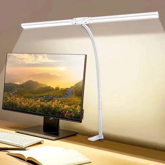 LED-Schreibtischlampe, Doppel-/Einzelkopf-Architekt-Schreibtischlampen, Büro, augenschonende Schreibtischleuchte, stufenlos dimmbar, verstellbare Schwanenhalslampe So ist Leben
