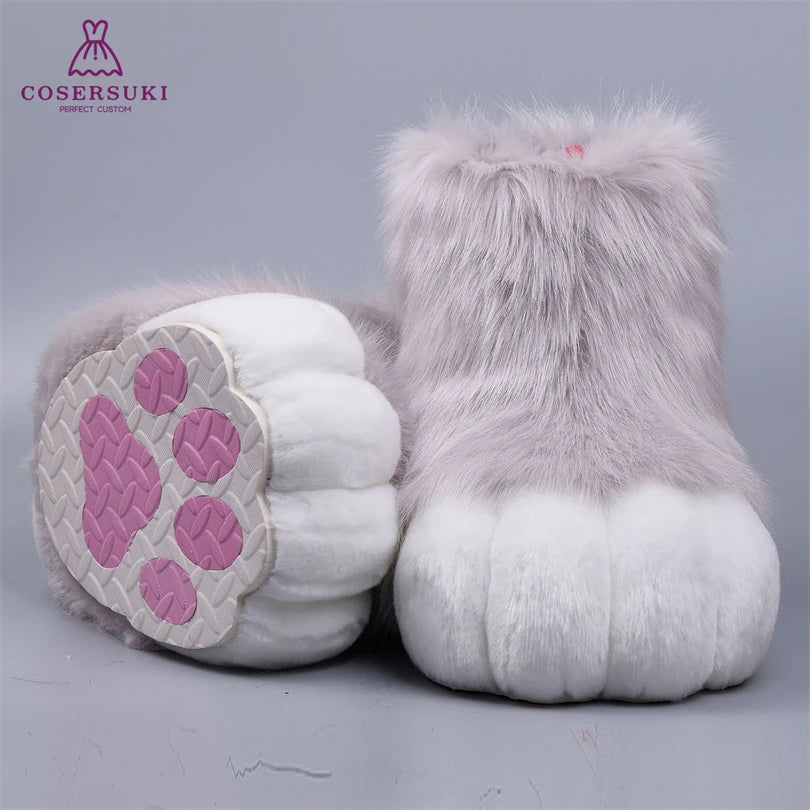 Kigurumi Fursuit Feline und Canine Paw Schuhe Pelzige Cosplay Schuhe Comic Con Performance Schuhe So ist Leben