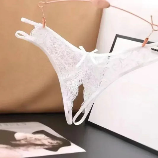 Sexy Dessous Damenhöschen, Schrittöffnung, transparente G-Strings, Tangas, solide Schleife, Unterwäsche für Damen und Damen, Spitzenhöschen So ist Leben