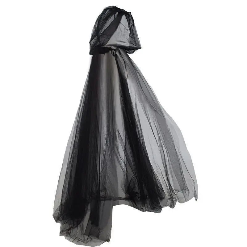 Schwarzer Brautschal Hexe Vampir Cosplay Umhang Halloween Doppelumhang Spiel Party Kostüm Requisiten Urlaub Dress Up So ist Leben