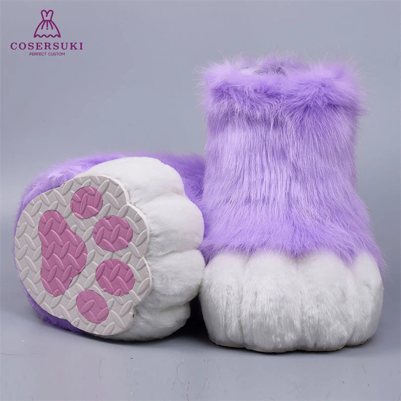 Kigurumi Fursuit Feline und Canine Paw Schuhe Pelzige Cosplay Schuhe Comic Con Performance Schuhe So ist Leben