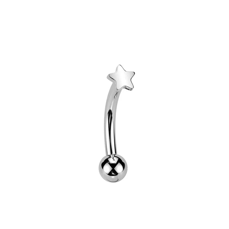 Großhandel ASTM F136 Titan Blumen Rook Piercing Sterne Augenbraue Intarsien CZ 16G Innengewinde Banane Gebogene Lippe Nabel Piercing So ist Leben