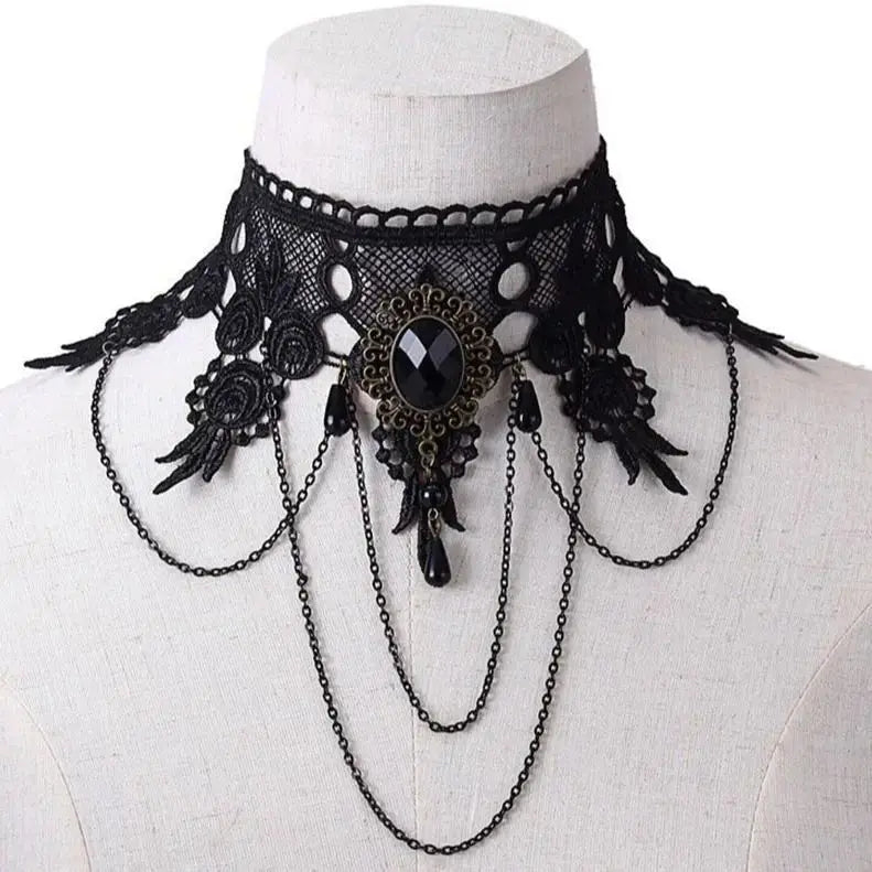 Anhänger weiße Spitzenkragen-Halskette für Frauen und Mädchen, dunkler Loli-Stil, Halloween-Schmuck - So ist Leben