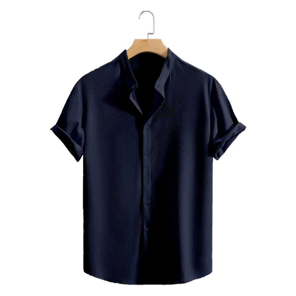 Jugend Casual Strand Kurzarm Shirts Einfarbig Lose Beiläufige Atmungsaktive Hemd Leichte Streetwear Männliche Taste Tops So ist Leben