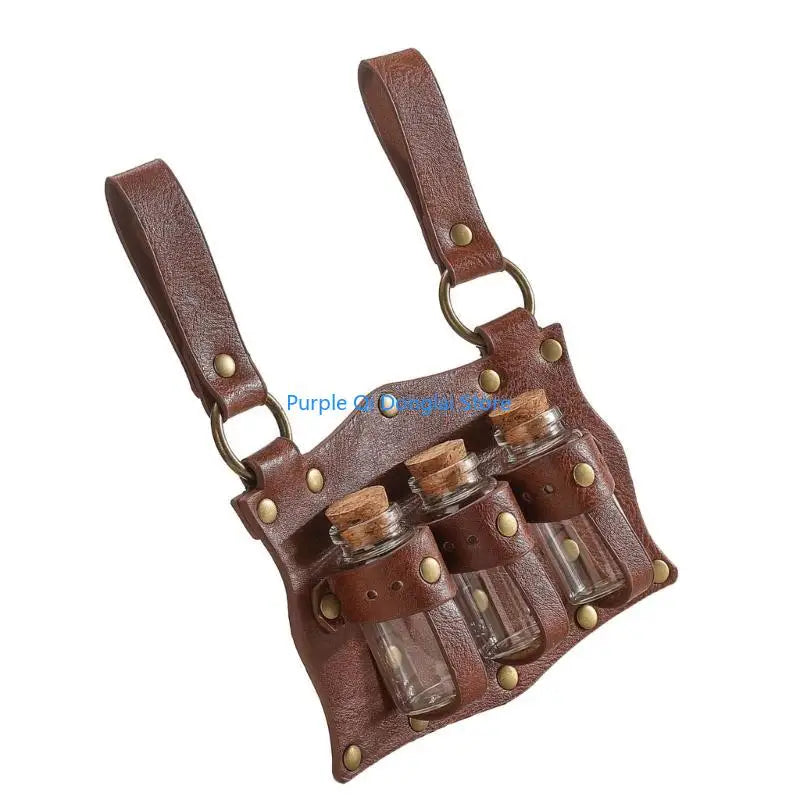 L21E Alchemist Belt Steampunk Kostüm PU Ledertrankträger Magics Flügelhalte So ist Leben