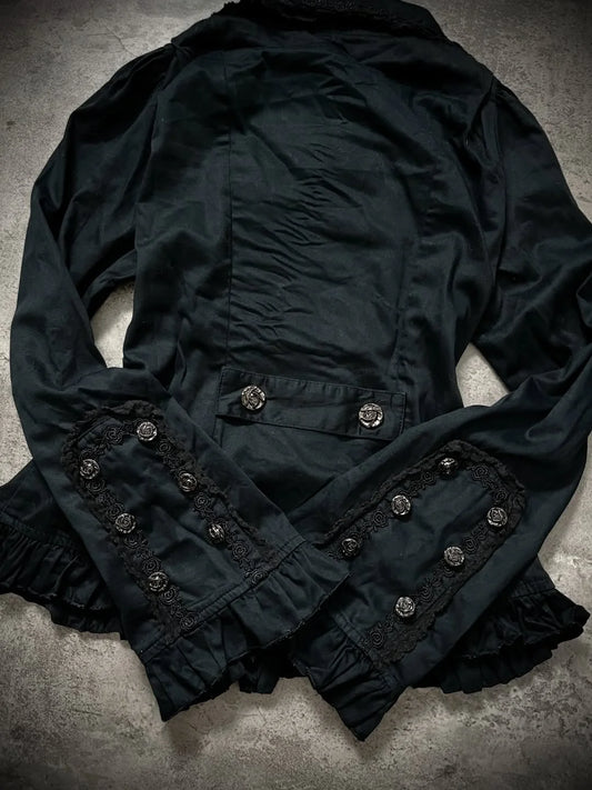 Y2k Amerikanische Schwarze Gothic Retro Knopfjacke mit Hohem Kragen, Schlanke Damenjacke für Frühling und Herbst, Dünne Hot-Girl-Jacke mit Manschetten, Lässige Motorradjacke So ist Leben