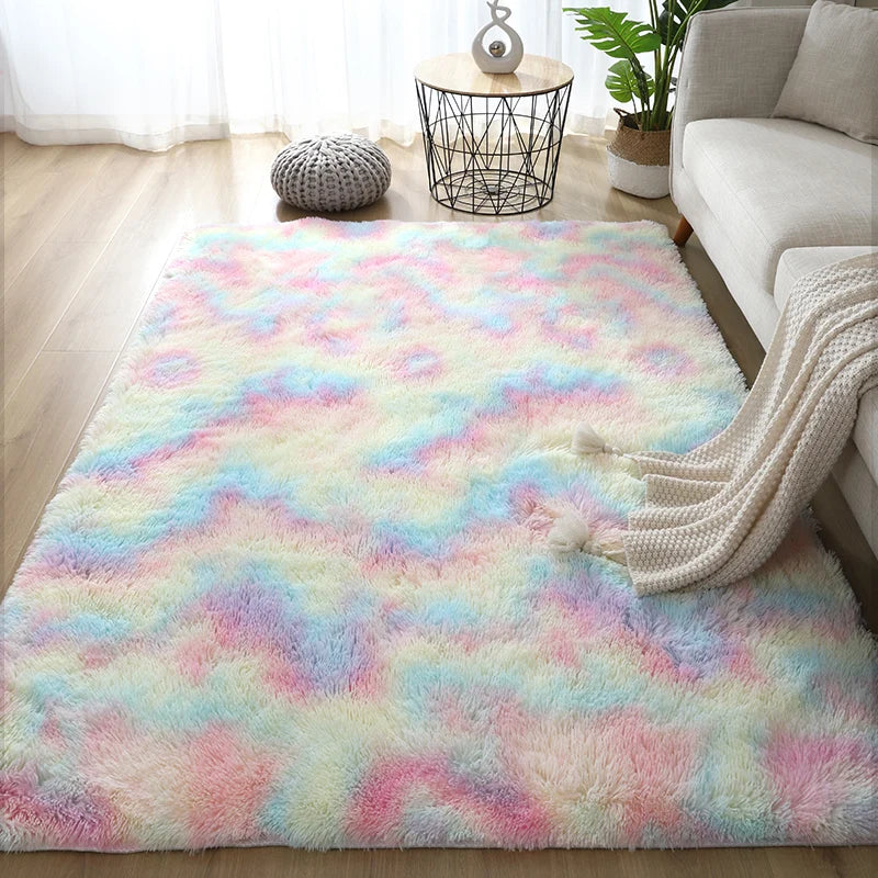 Weißer flauschiger Flurteppich Modernes Wohnzimmer - So ist Leben