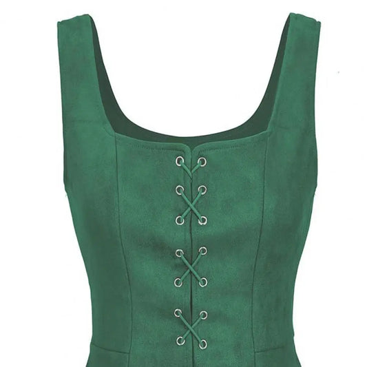 Vintage Damen-Weste, Schnürgurt, Renaissance, quadratischer Ausschnitt, ärmellos, mittelalterlich, schmale Passform, Halloween, Cosplay, Performance-Top So ist Leben