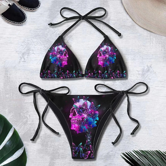 Gothic-Bikini 2025, Damen-BH mit Punk-Schädel-Aufdruck, Dreieckshose, Badeanzug, geteilter Badeanzug, Unterwäsche, Y2K-Bikinis, Bademode So ist Leben