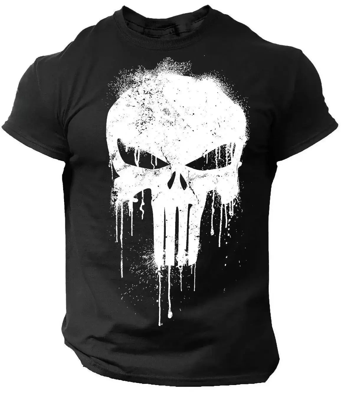 Kurzarm-T-Shirt mit 3D-Druck und patriotischem Totenkopf - So ist Leben