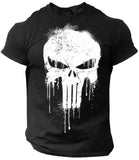 Kurzarm-T-Shirt mit 3D-Druck und patriotischem Totenkopf - So ist Leben