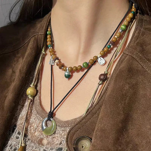 Einzigartiges Design Retro Holzperlen Halskette Stroh Obst Schnur Perle Lockbone Kette Schmuck aus dem Festland China Schmuck Zubehör So ist Leben